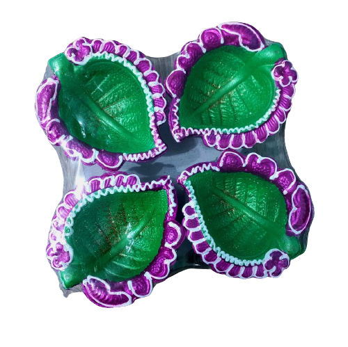 Decorative Diwali clay Diya set (set of 4)