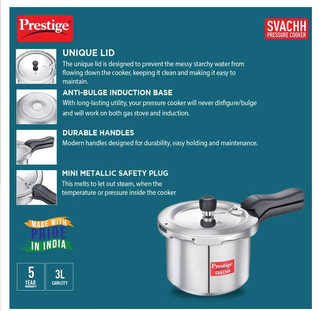 Prestige Svachh PRESSURE COOKER 3L  (Induction base)