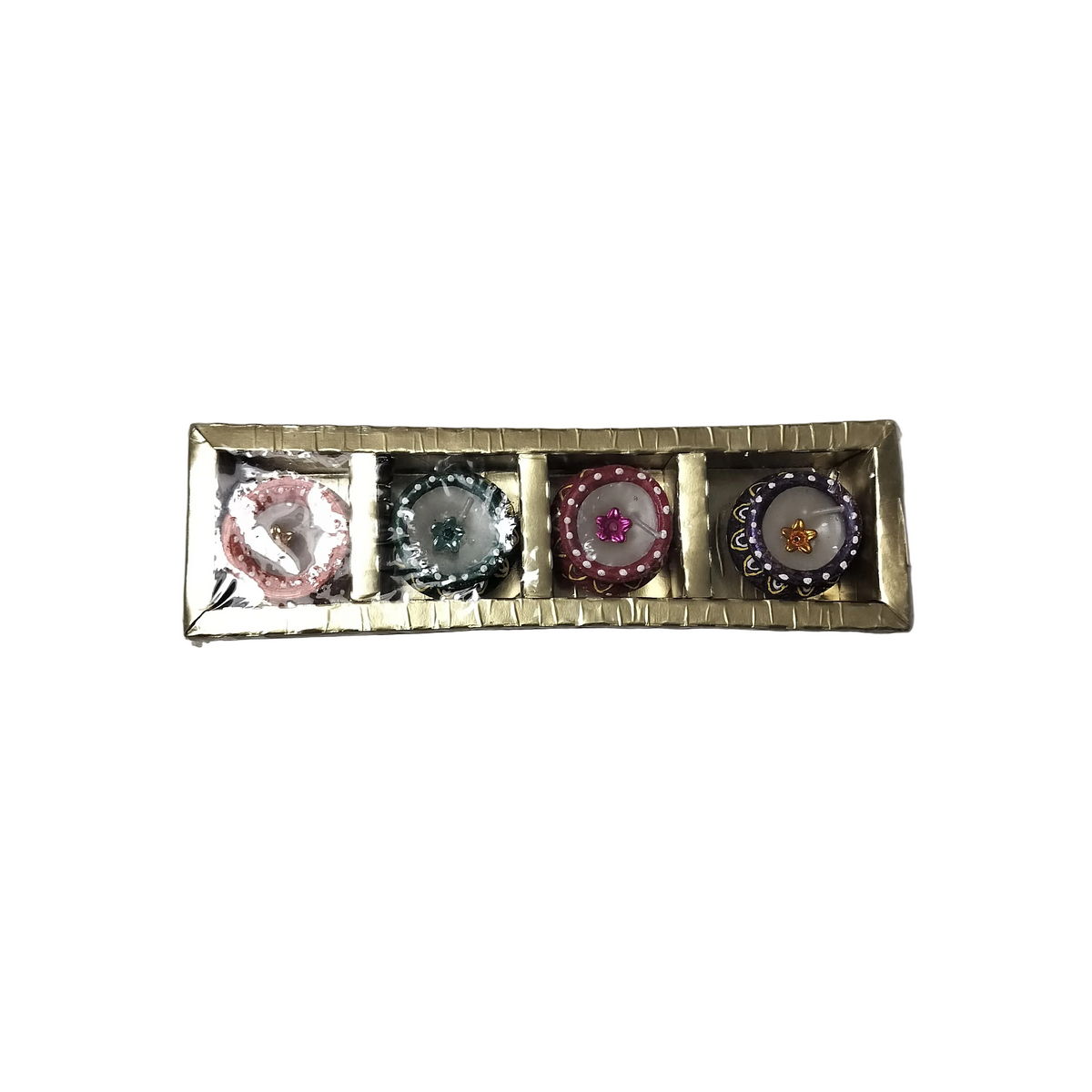 Decorative Diwali clay Diya set wax (set of 4)