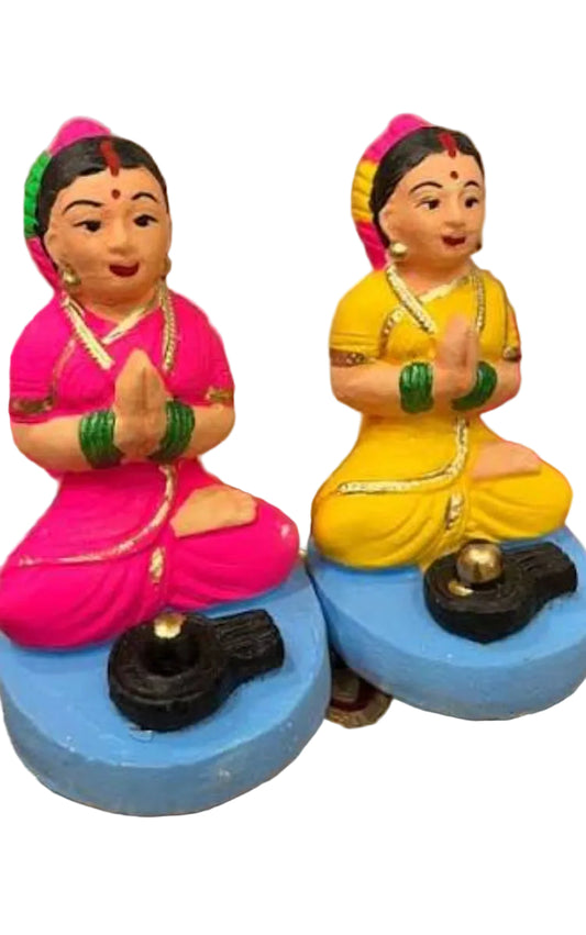 Sakhi Parvati Idols for Hartalika Pooja (set of 2)