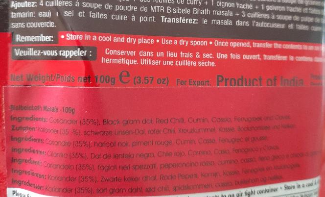 MTR Bisibelebath Powder 100g - Cestaa Retail
