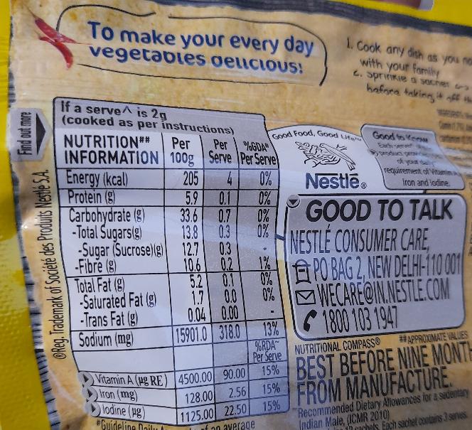 MAGGI Masala-ae-Magic Seasoning, Vegetable Masala BBE: Aug 21 - 72g Pouch (12 Sachet) - Cestaa Retail