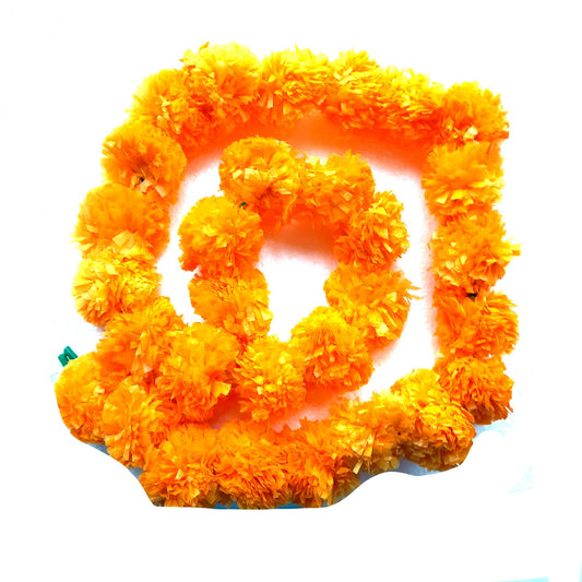 Artificial marigold flower string:  Bright Orange