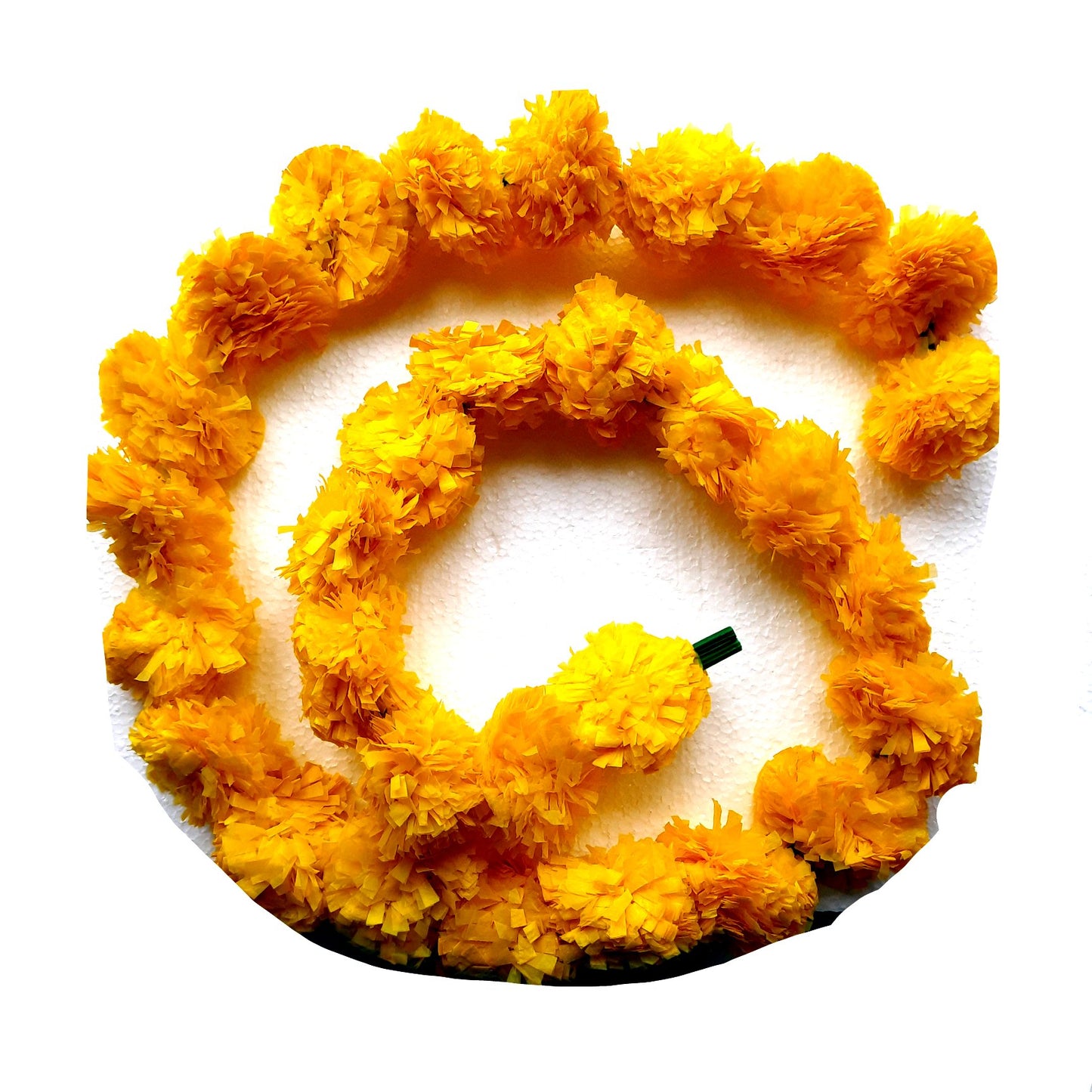 Artificial marigold flower string:  Yellow