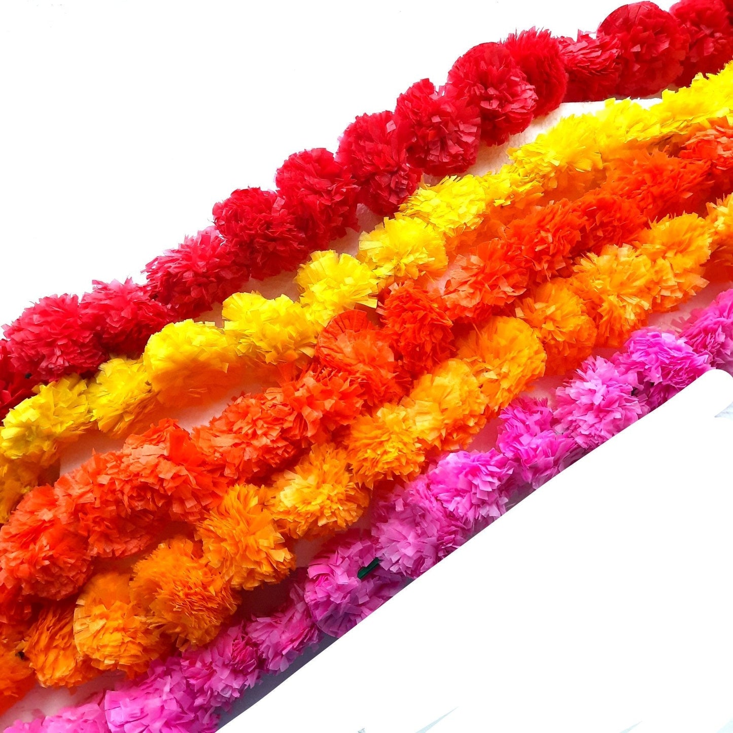 Artificial marigold flower string:  Bright Orange