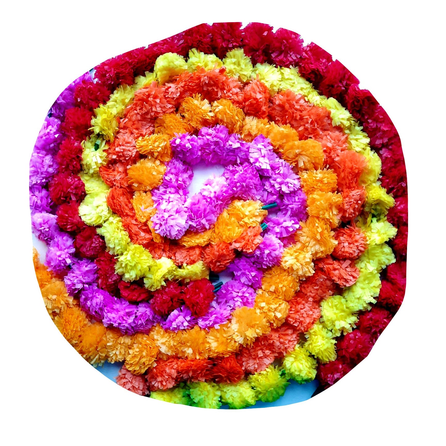 Artificial marigold flower string:  Yellow