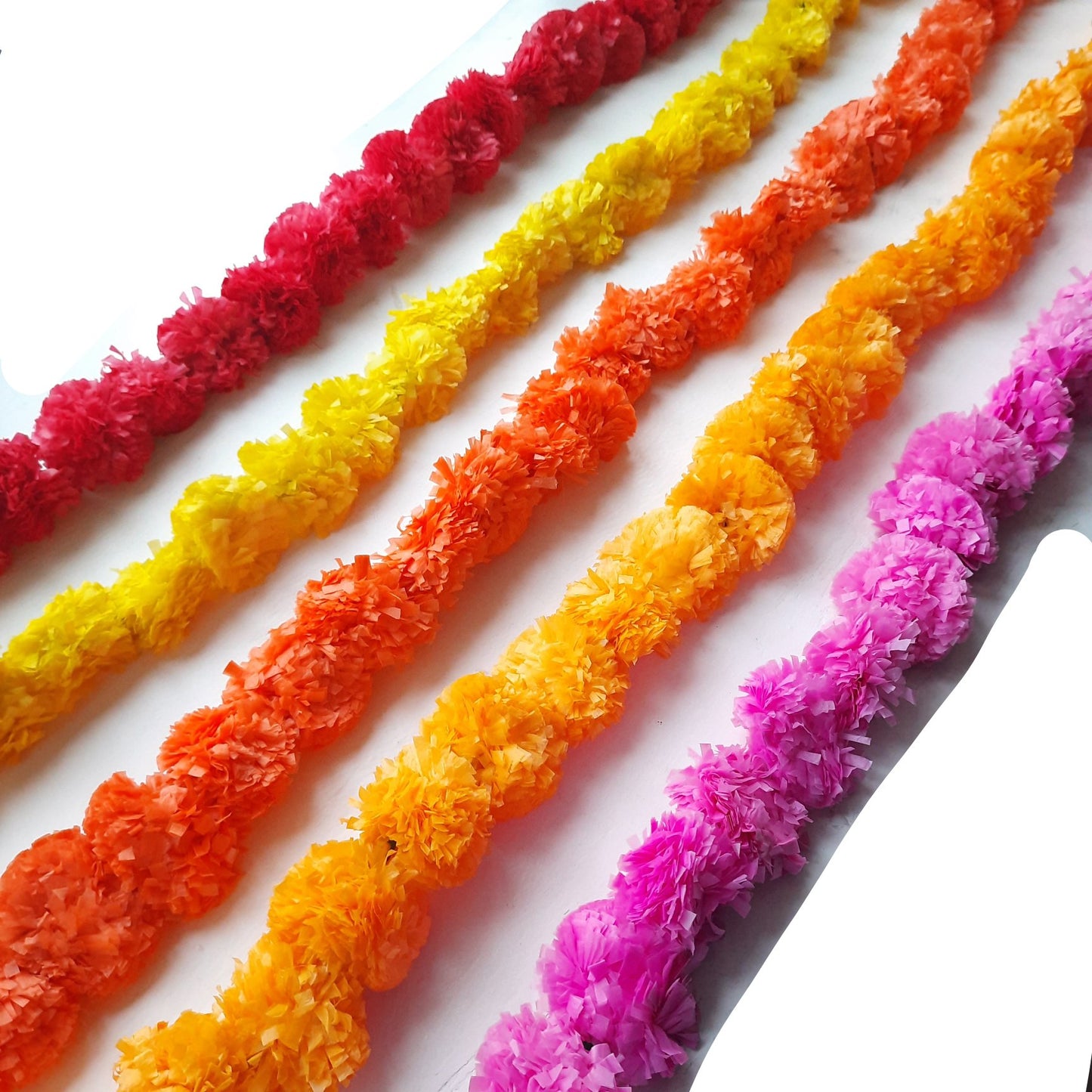 Artificial marigold flower string:  Yellow