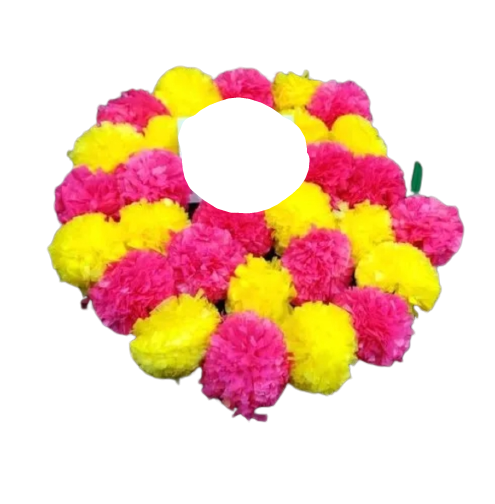 Artificial marigold flower string:  Pink yellow